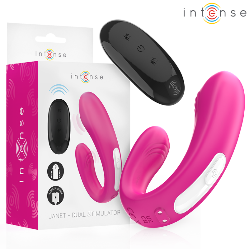 INTENSE - JANET DUAL ESTIMULADOR EM U E VIBRADOR COM CONTROLE REMOTO ROSA - D-243386 - Dona Pimenta
