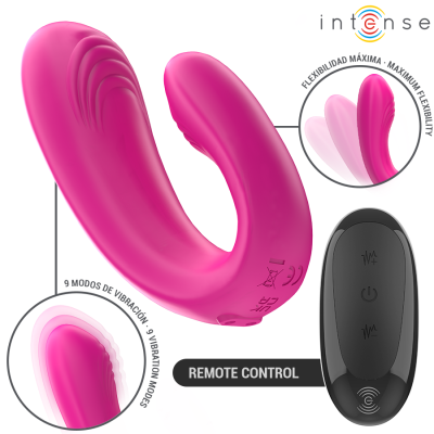 INTENSE - JANET DUAL ESTIMULADOR EM U E VIBRADOR COM CONTROLE REMOTO ROSA - D-243386 - Dona Pimenta