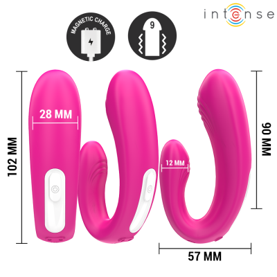 INTENSE - JANET DUAL ESTIMULADOR EM U E VIBRADOR COM CONTROLE REMOTO ROSA - D-243386 - Dona Pimenta