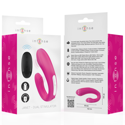 INTENSE - JANET DUAL ESTIMULADOR EM U E VIBRADOR COM CONTROLE REMOTO ROSA - D-243386 - Dona Pimenta
