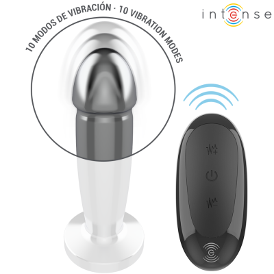 INTENSE - PLUG ANAL 10 VIBRAÇÕES DILDO DE METAL COM CONTROLE REMOTO S - D-243390 - Dona Pimenta