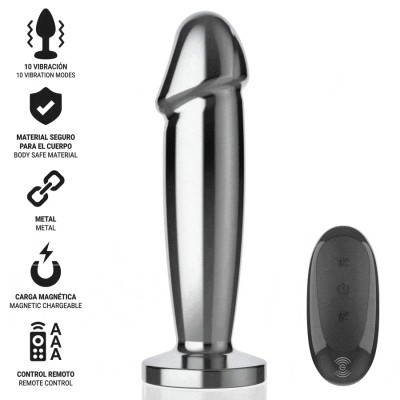 INTENSE - PLUG ANAL 10 VIBRAÇÕES DILDO DE METAL COM CONTROLE REMOTO M - D-243391 - Dona Pimenta