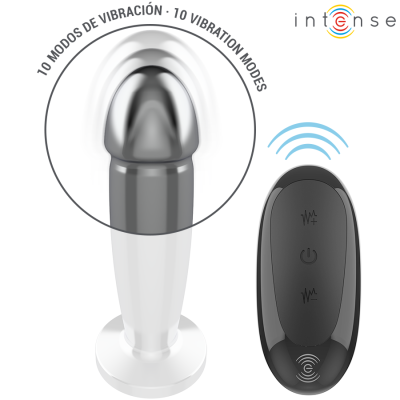 INTENSE - PLUG ANAL 10 VIBRAÇÕES DILDO DE METAL COM CONTROLE REMOTO M - D-243391 - Dona Pimenta