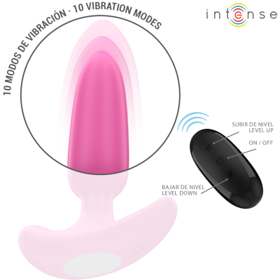 INTENSE - ROSS ANAL PLUG 10 VIBRAÇÕES ROSA CONTROLE REMOTO - D-244459 - Dona Pimenta