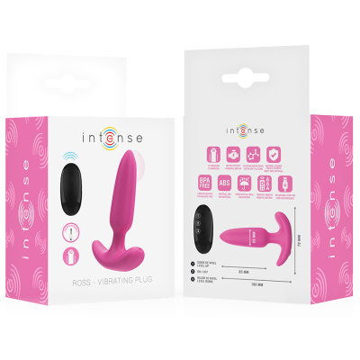 INTENSE - ROSS ANAL PLUG 10 VIBRAÇÕES ROSA CONTROLE REMOTO - D-244459 - Dona Pimenta