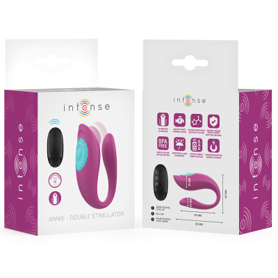 INTENSE - ANNIE VIBRADOR E ESTIMULADOR EM FORMA DE U ROXO CONTROLE REMOTO - D-244468 - Dona Pimenta