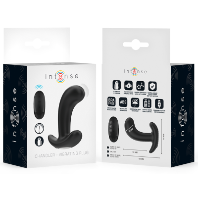 INTENSE - CHANDLER ANAL PLUG 10 VIBRAÇÕES PRETO CONTROLE REMOTO - D-244458 - Dona Pimenta