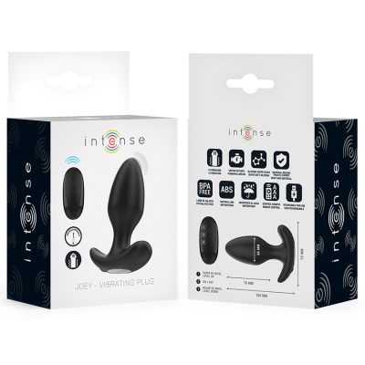 INTENSE - JOEY ANAL PLUG 10 VIBRAÇÕES PRETO CONTROLE REMOTO - D-244460 - Dona Pimenta
