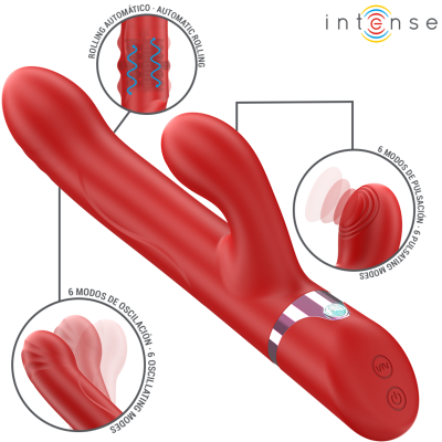 INTENSE - LELE VIBRADOR MULTIFUNCIONAL ROTATIVO & OSCILAÃÃO & ESTIMULAÇÃO VERMELHO - D-244483 - Dona Pimenta