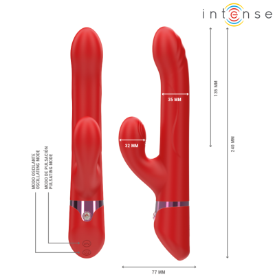 INTENSE - LELE VIBRADOR MULTIFUNCIONAL ROTATIVO & OSCILAÇÃO & ESTIMULAÇÃO VERMELHO - D-244483 - Dona Pimenta