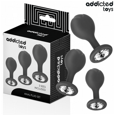 ADDICTED TOYS - CONJUNTO DE 3 PLUG ANAL COM JOIA - D-242833 - Dona Pimenta