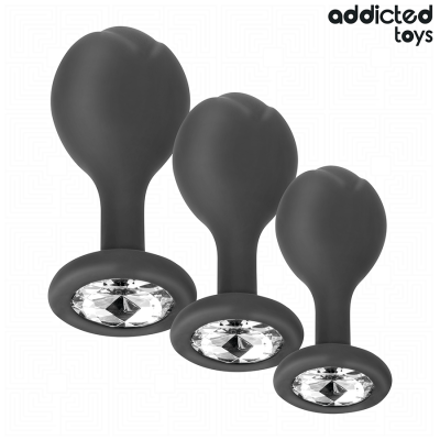 ADDICTED TOYS - CONJUNTO DE 3 PLUG ANAL COM JOIA - D-242833 - Dona Pimenta