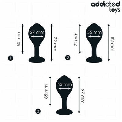 ADDICTED TOYS - CONJUNTO DE 3 PLUG ANAL COM JOIA - D-242833 - Dona Pimenta