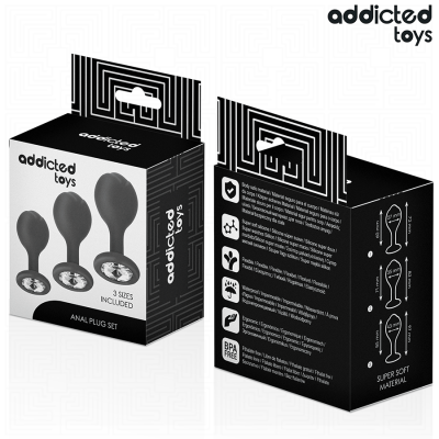 ADDICTED TOYS - CONJUNTO DE 3 PLUG ANAL COM JOIA - D-242833 - Dona Pimenta