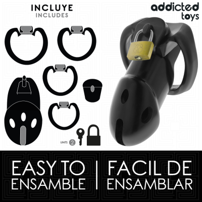 ADDICTED TOYS LOCKED - GAIOLA DE PÉNIS DEN INQUEBRÃVEL 9,8 CM - D-242962 - Dona Pimenta