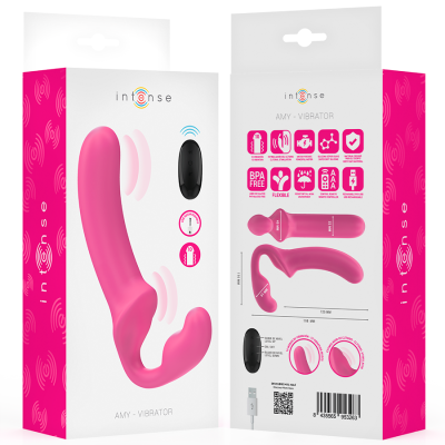 INTENSE - AMY VIBRADOR DUPLO 20 CM ROSA CONTROLE REMOTO - D-244455 - Dona Pimenta