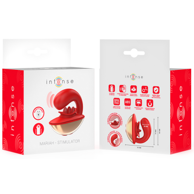 INTENSE - VIBRADOR E ESTIMULADOR MARIAH EM FORMATO U 10 VIBRAÇÕES VERMELHO - D-244484 - Dona Pimenta
