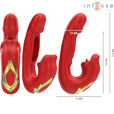 INTENSE - NATHY VIBRADOR DUPLO COM BOCA ESTIMULANTE MULTIFUNÇÕES VERMELHO - D-244486 - Dona Pimenta