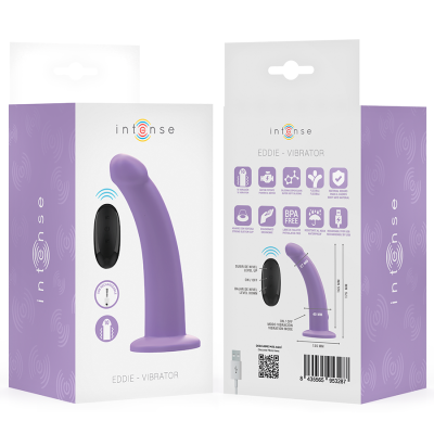 INTENSE - VIBRADOR EDDIE 17,5 CM 10 VIBRAÇÕES ROXO CONTROLE REMOTO - D-244457 - Dona Pimenta