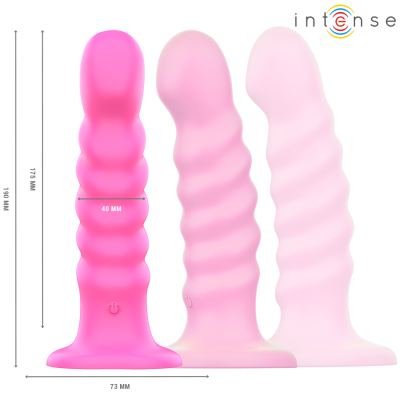 INTENSE - VIBRADOR CINDY TAMANHO L DESIGN ESPIRAL 10 VIBRAÇÕES ROSA CONTROLE REMOTO - D-244465 - Dona Pimenta