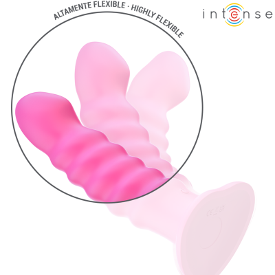 INTENSE - VIBRADOR CINDY TAMANHO L DESIGN ESPIRAL 10 VIBRAÇÕES ROSA CONTROLE REMOTO - D-244465 - Dona Pimenta