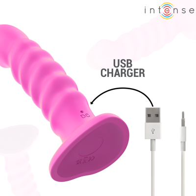 INTENSE - VIBRADOR CINDY TAMANHO L DESIGN ESPIRAL 10 VIBRAÇÕES ROSA CONTROLE REMOTO - D-244465 - Dona Pimenta