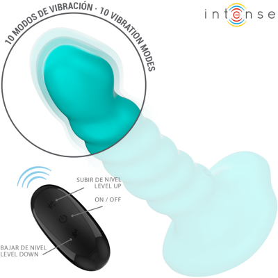 INTENSE - VIBRADOR BUFFY TAMANHO P DESIGN ESPIRAL 10 VIBRAÇÕES CONTROLE REMOTO AZUL - D-244466 - Dona Pimenta