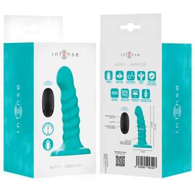 INTENSE - VIBRADOR BUFFY TAMANHO P DESIGN ESPIRAL 10 VIBRAÇÕES CONTROLE REMOTO AZUL - D-244466 - Dona Pimenta