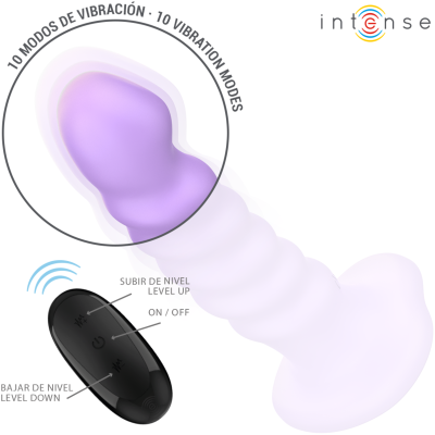 INTENSE - VIBRADOR BRENDA TAMANHO M DESIGN ESPIRAL 10 VIBRAÇÕES ROXO CONTROLE REMOTO - D-244467 - Dona Pimenta