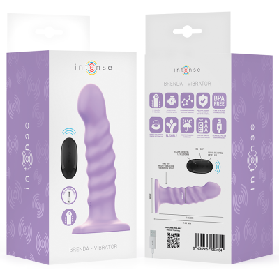 INTENSE - VIBRADOR BRENDA TAMANHO M DESIGN ESPIRAL 10 VIBRAÇÕES ROXO CONTROLE REMOTO - D-244467 - Dona Pimenta