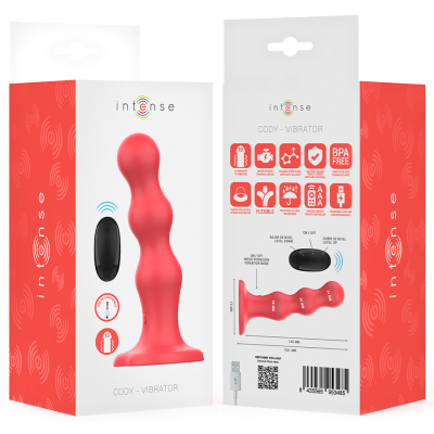INTENSE - CODY VIBRADOR COM VENTOSA VERMELHO CONTROLE REMOTO - D-244469 - Dona Pimenta