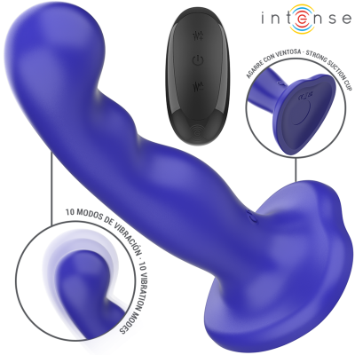 INTENSE - VIBRADOR SHORTY COM VENTOSA AZUL CONTROLE REMOTO - D-244470 - Dona Pimenta