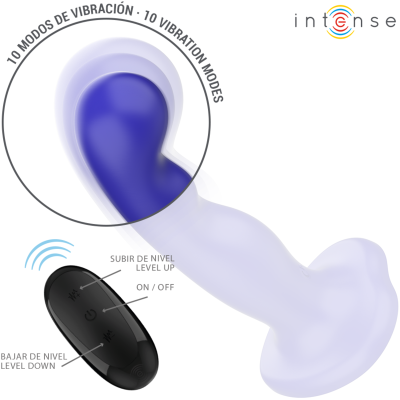 INTENSE - VIBRADOR SHORTY COM VENTOSA AZUL CONTROLE REMOTO - D-244470 - Dona Pimenta