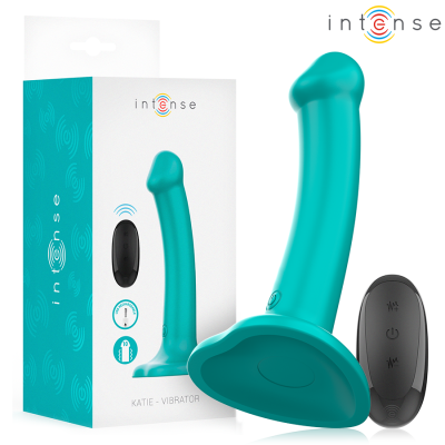 INTENSE - VIBRADOR KATIE COM VENTOSA 10 VIBRAÇÕES CONTROLE REMOTO AZUL - D-244473 - Dona Pimenta