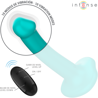 INTENSE - VIBRADOR KATIE COM VENTOSA 10 VIBRAÇÕES CONTROLE REMOTO AZUL - D-244473 - Dona Pimenta