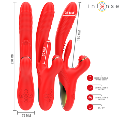 INTENSE - ROSALIA VIBRADOR MULTIFUNCIONAL 3 EM 1 VERMELHO - D-244476 - Dona Pimenta