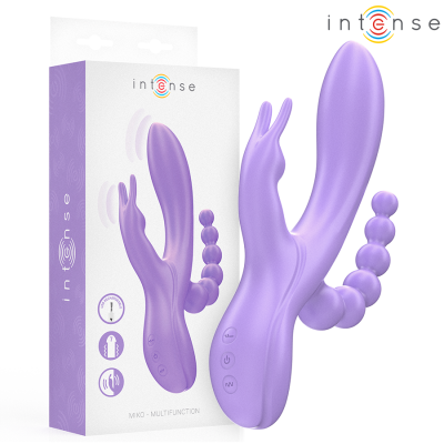 INTENSE - MIKO TRIPLO VIBRADOR COELHO & ESTIMULADOR & ANAL 7 VIBRAÇÕES ROXO - D-244485 - Dona Pimenta