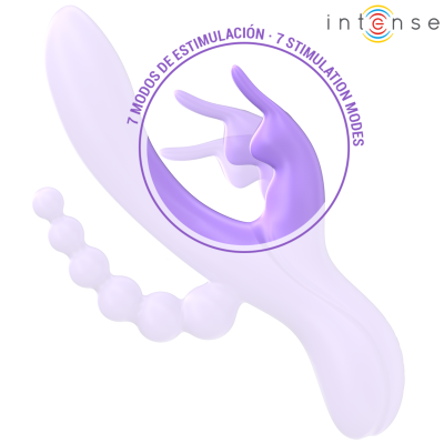INTENSE - MIKO TRIPLO VIBRADOR COELHO & ESTIMULADOR & ANAL 7 VIBRAÇÕES ROXO - D-244485 - Dona Pimenta