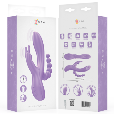 INTENSE - MIKO TRIPLO VIBRADOR COELHO & ESTIMULADOR & ANAL 7 VIBRAÇÕES ROXO - D-244485 - Dona Pimenta