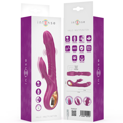 INTENSE - VIBRADOR MULTIFUNCIONAL HALLE COM LÍNGUA ESTIMULANTE DE GOLFINHOS ROXO - D-244480 - Dona Pimenta