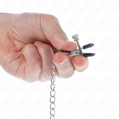 KINK - PINÇAS DE CORRENTE PLANA PRATA 34 CM - D-240978 - Dona Pimenta