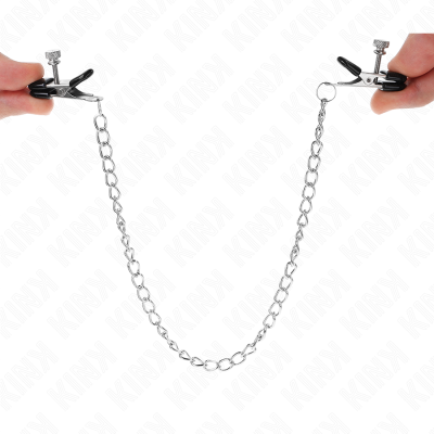 KINK - PINÇAS DE CORRENTE PLANA PRATA 34 CM - D-240978 - Dona Pimenta