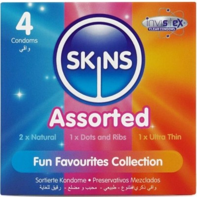 SKINS - PACOTE COM 4 PRESERVATIVOS PREMIUM VARIADOS - D-244394 - Dona Pimenta