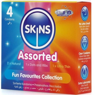 SKINS - PACOTE COM 4 PRESERVATIVOS PREMIUM VARIADOS - D-244394 - Dona Pimenta
