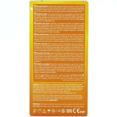 SKINS - PRESERVATIVOS BANANA PREMIUM PACOTE COM 8 - D-244395 - Dona Pimenta