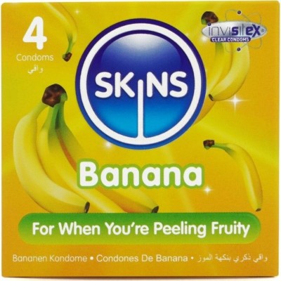 SKINS - PRESERVATIVOS BANANA PREMIUM PACOTE 4 - D-244396 - Dona Pimenta