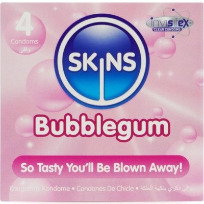 SKINS - PRESERVATIVOS BUBBLEGUM PREMIUM PACOTE 4 - D-244398 - Dona Pimenta