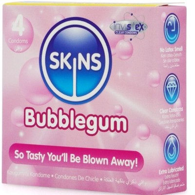 SKINS - PRESERVATIVOS BUBBLEGUM PREMIUM PACOTE 4 - D-244398 - Dona Pimenta