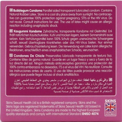SKINS - PRESERVATIVOS BUBBLEGUM PREMIUM PACOTE 4 - D-244398 - Dona Pimenta