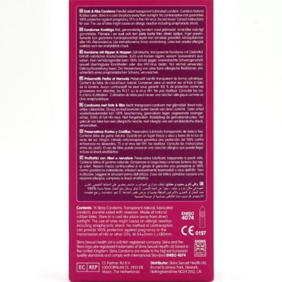 SKINS - DOTS & RIBS PREMIUM PRESERVATIVOS PACOTE COM 16 - D-244399 - Dona Pimenta